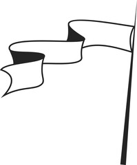 Retro medieval flag waving flagpole pennant icon