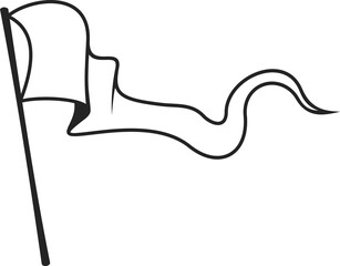 Pennant flag, retro waving banner with scrolls