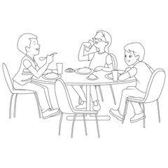 funny eating coloring page for kids