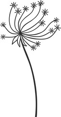 Abstract dandelion plant, wind flower silhouette