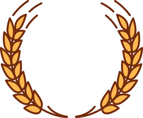 Laurel wreath golden crown, rye spikes wheat frame