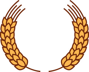 Spikes of wheat, oat or rice, laurel wreath frame