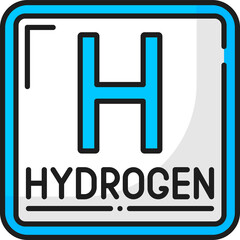 Hydrogen sign, color icon of H2 green eco energy