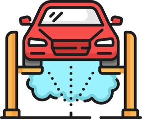 Car care icon, undercarriage wash service station - obrazy, fototapety, plakaty