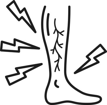 Varicose Veins, Swelling Pain In Legs Outline Icon