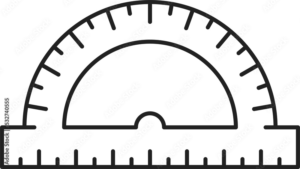 Poster Protractor mathematics ruler isolated outline icon