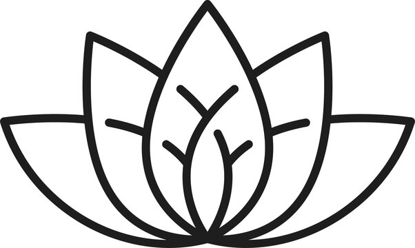 Buddhism sign, waterlily lotus flower outline icon