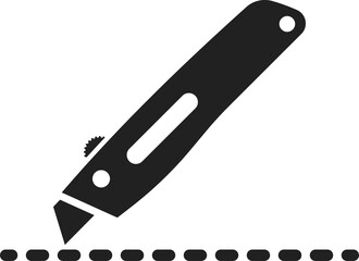 Stationery utility knife, open here cutting line