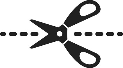 Open cut here symbol, scissors and separation line