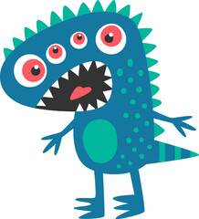 Cartoon creepy dinosaur monster character