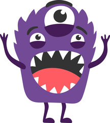 Cartoon roaring three eyed monster character © Vector Tradition