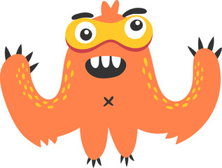 Cartoon funny yeti fluffy monster character