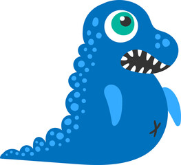 Cartoon alien slug monster character with jaws