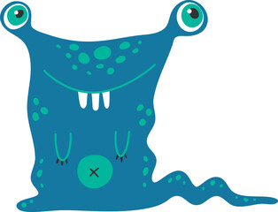 Cartoon slug monster, creepy creature character