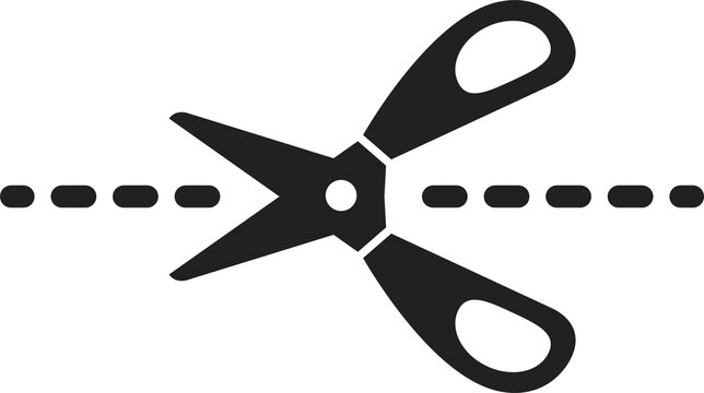 Open Cut Here Symbol, Scissors And Separation Line