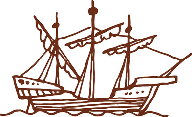 Vintage british warship brigantine sailboat ship