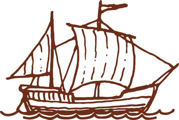 Galleon sailing ship, warship old sailboat vessel