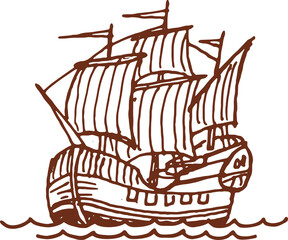 Spanish galleon ship old vessel sketch icon