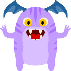 Funny monster with eyes and horns, cute character