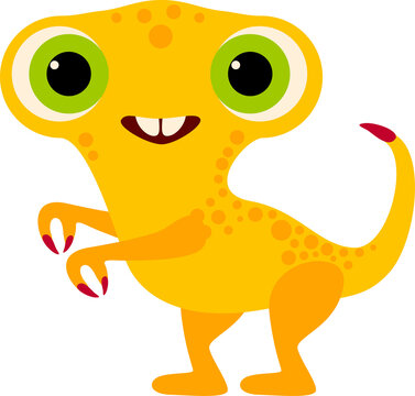 Yellow dinosaur spooky monster cartoon character
