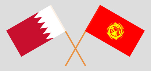 Crossed flags of the Bahamas and Kyrgyzstan. Official colors. Correct proportion
