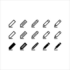 Edit vector icons set. Black illustration isolated for graphic and web design.