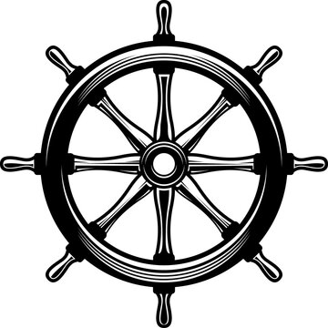 Ship helm, boat wheel vector icon, isolated rudder