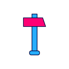 Filled outline Hammer icon isolated on white background. Tool for repair. Vector