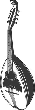 Round shape guitar isolated retro mandolin lute