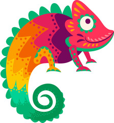 Funny chameleon lizard with colorful scales © Vector Tradition