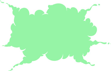 Cartoon green cloud, comic boom effect, bad smell