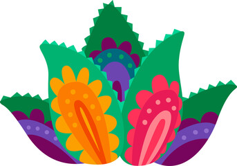 Mexican desert succulent with floral ornaments