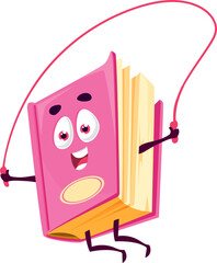 Textbook book jumping on rope cartoon character