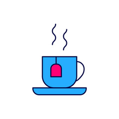 Filled outline Cup of tea with tea bag icon isolated on white background. Vector
