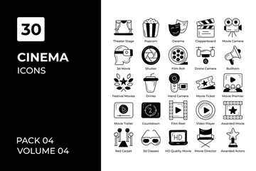 Cinema icons collection. Set vector line with elements for mobile concepts and web apps. Collection modern icons.