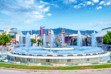 Fototapeta premium Magic Fountain of Montjuic. Daytime view of the famous place whe