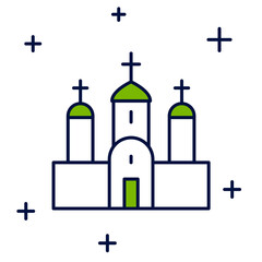 Filled outline Church building icon isolated on white background. Christian Church. Religion of church. Vector