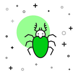 Filled outline Beetle deer icon isolated on white background. Horned beetle. Big insect. Vector