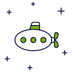 Filled outline Submarine toy icon isolated on white background. Vector