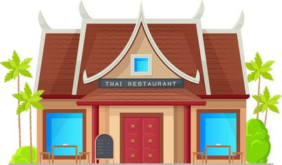 Thai cuisine restaurant building, Asian food bar