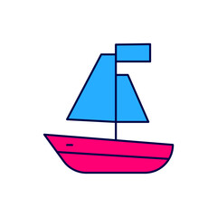 Filled outline Toy boat icon isolated on white background. Vector