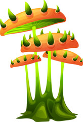Fantasy magic mushroom with thorns on cap, fungus