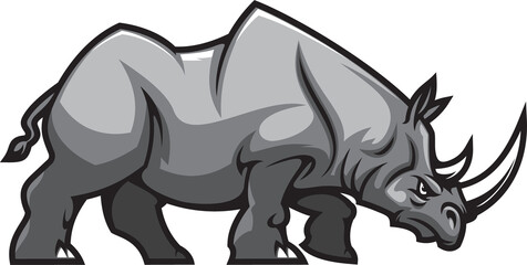 Aggressive rhino mascot character, rhinoceros