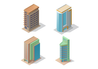 Set of modern isometric buildings