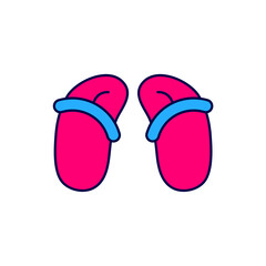 Filled outline Flip flops icon isolated on white background. Beach slippers sign. Vector