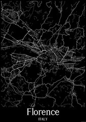 Black and White city map poster of Florence Italy.