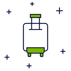 Filled outline Suitcase for travel icon isolated on white background. Traveling baggage sign. Travel luggage icon. Vector