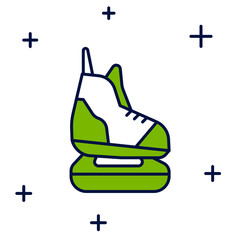 Filled outline Skates icon isolated on white background. Ice skate shoes icon. Sport boots with blades. Vector