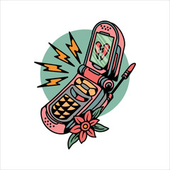 oldschool phone tattoo vector design