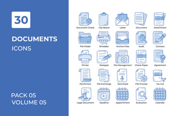 Document icons collection. Set vector line with elements for mobile concepts and web apps. Collection modern icons.